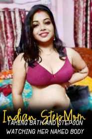 Indian StepMom taking bath and stepson watching her naked body